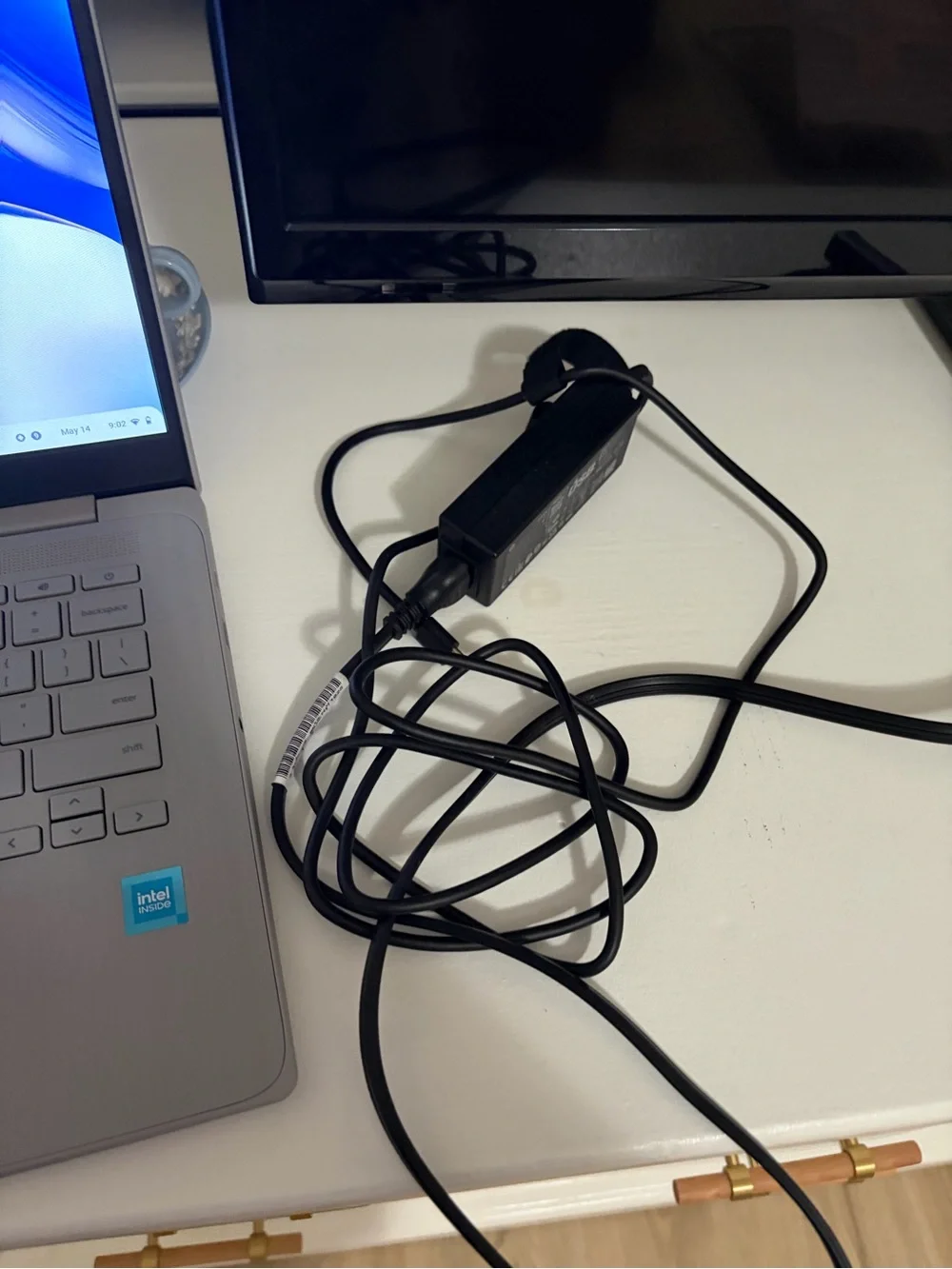HP Silver-Gray Chromebook with Blue Display Accent